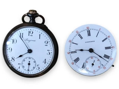 Lote de 2 relojes de bolsillo Longines vintage y movimiento - para piezas o restauración Foto 1 de 4
