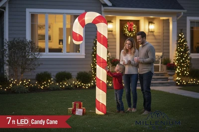 Bastón de caramelo LED de 7 pies utilería iluminar decoración de patio de Navidad detalles para el hogar vacaciones Foto 1 de 4