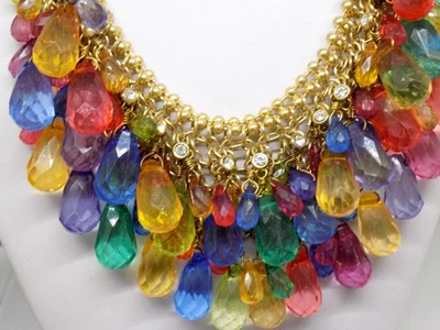 Arnold SCAASI 多面多色链珠水晶 Lucite 全新带盒项链 17 — 第 1/4 张图片