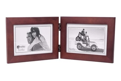 Double Horizontal 4x6 Picture Frame - Wide Real Wood Molding, Real Glass - Da... - Image 1 of 4