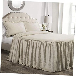 Ruffle Skirt Bedspread Set - 3 Piece Luxurious Farmhouse Bedding Set - - Picture 1 of 7
