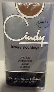 Neu in Verpackung Vintage Cindy Luxus Strümpfe Sahara Stil #411 100 % Nylon transparent Einheitsgröße - Bild 1 von 2