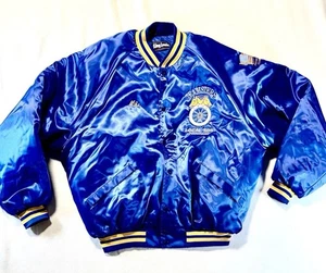 Vintage Teamsters Satin Bomber Jacket Blue Local 305 Portland Oregon 2X “Mike” - Picture 1 of 11
