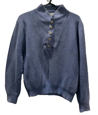 Suéter Tejido Henley Algodón Frijol LL De Colección Hecho en EE. UU. Exterior Años 80 90 Azul  Foto 1 de 4