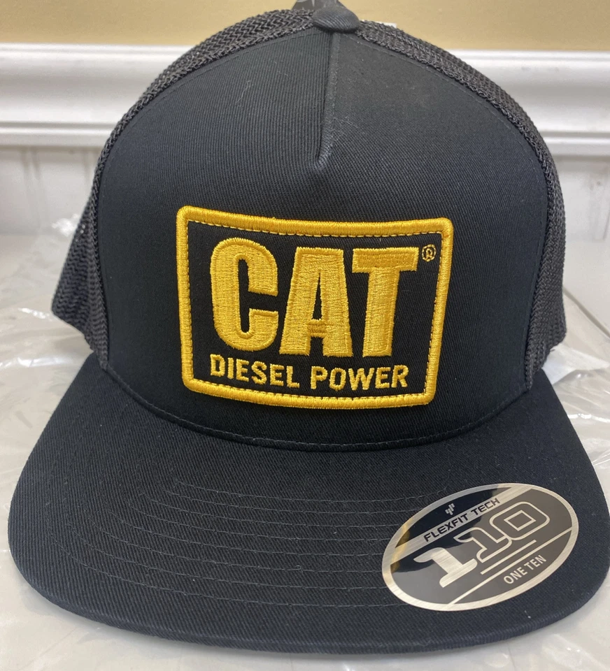 CAT Diesel Power Flat Bill Cap Trucker Mesh Snap Back Flexfit Tech