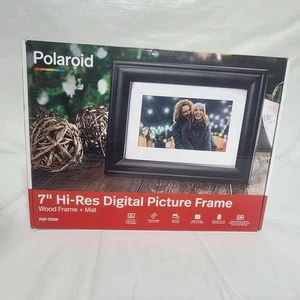 Polaroid 7" Hi-Res Digital Picture Frame Wood with Mat PDF-750W Black New Sealed - Picture 1 of 5