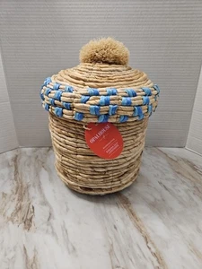 Opalhouse Bananenblatt Behälter genähter Korb mit blauen Akzenten - Bild 1 von 9