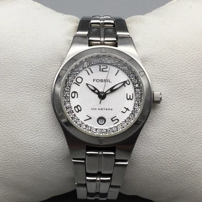 Fossil Blue Womens Watch 28mm Stainless Crystal Bezel AM-3592 New Battery 5.5" - Image 1 of 4