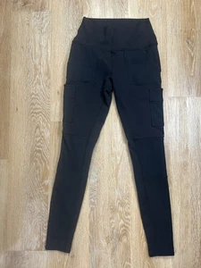 Alo Yoga Cargo Leggings Womens Small Black High Rise Performance Stretch Pockets - Picture 1 of 8
