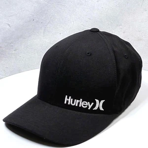 Hurley Baseball Cap Black Flexfit Embroidered Logo Mens Hat Size L XL - Picture 1 of 13
