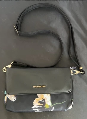 Travelon Addison Anti-Theft Convertible Handbag Purse Belt Bag Midnight Floral - Image 1 of 4