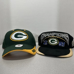 Lotto di 2 Cappelli Green Bay Packers NFC Champions X Logo Packer Verde - Foto 1 di 11