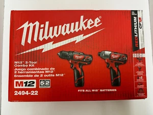 Milwaukee 2494-22 M12 Cordless Combo Drill Kit, 2 Battery - Picture 1 of 1