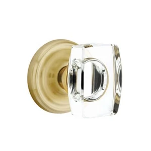 Emtek Windsor Crystal Door Knob Passage Set Regular Rosette Satin Brass - Picture 1 of 1