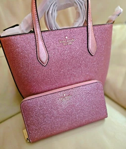 Bolso Bandolera Pequeño Kate Spade Brillo Mitón Rosa y Continental Cartera Paquete - Imagen 1 de 12