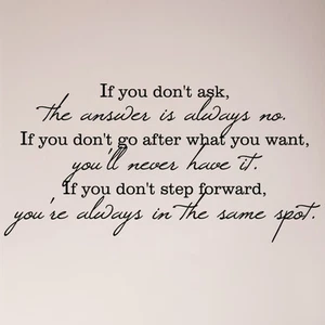 Pegatina de calcomanía de 46" If You Don't Ask The Answer Is Always No Forward el mismo punto - Imagen 1 de 2