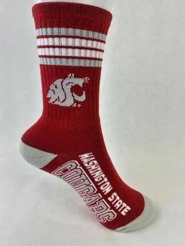 Washington State Cougars 4 Stripe Crew Youth Socks Cover