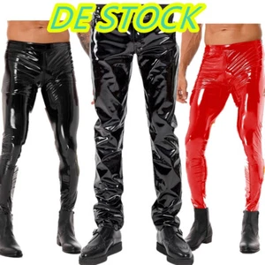 DE~Herren Lack Leder Hose Pants Wetlook Leggings Lackoptik Lederhose Slim Fit - Bild 1 von 42