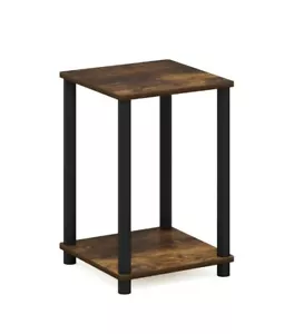 Rustic Brown Black End Table Plant Stand Wooden Side Accent Pedestal Nightstand - Picture 1 of 3