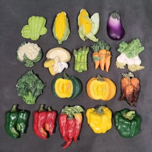 Vintage Refrigerator Magnets 18 Lot Vegetable Chili Pepper Squash Corn + Ceramic - Picture 1 of 14