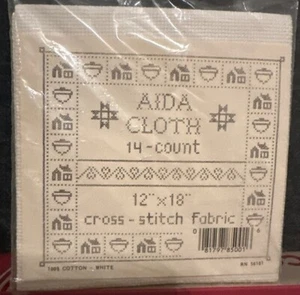 Aida Cloth 12” x 18” Cross-Stitch Fabric White 14 Count  NEW NOT OPENED - Foto 1 di 2