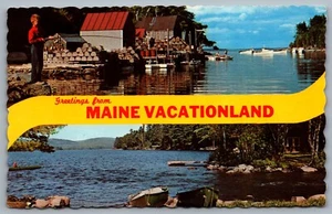 Postcard Belgrade Lakes ME c1971 Greetings from Maine Vacationland Back Cove - Bild 1 von 2