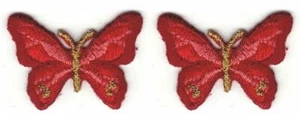 Lotto di 2 toppe ricamo farfalla rossa 7/8" x 1 1/4" - Foto 1 di 1