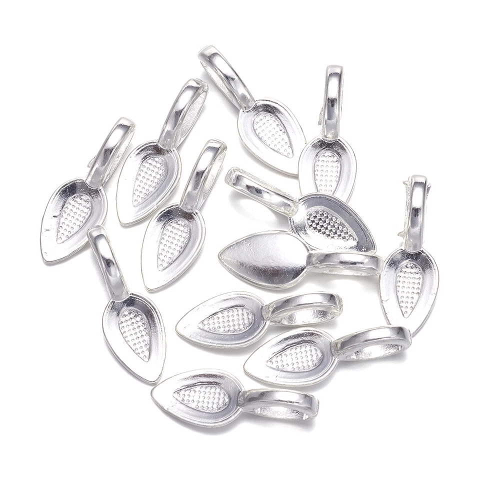 1000 piezas Colgantes de hojas de almohadilla plana adhesiva de plata tibetana fianzas sin níquel 21x8x6 mm Foto 1 de 4