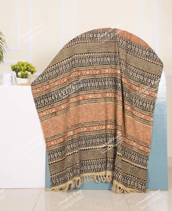 Multicolor Cotton Throw Blanket 50"x70" With Fringes For Living Bedroom Decor - Picture 1 of 8