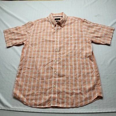 Orvis Button Down Shirt Mens Large Lyocell Cotton Orange Check Short Sleeve - Image 1 of 4