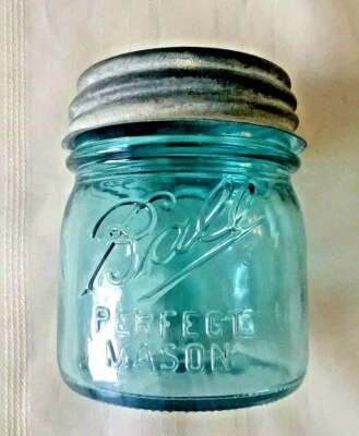 BALL HALF (1/2)  PINT BLUE Aqua MASON Jar - "Collector's Edition" with Zinc Lid - Image 1 of 4
