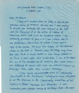 1966 AUTOGRAPH LETTER by Calligrapher & Artist HEATHER CHILD to Fridolf Johnson - Picture 1 of 2