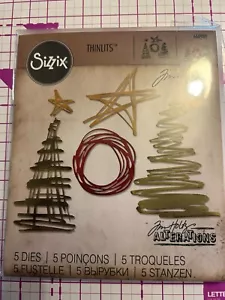 SIZZIX 5 TROQUELES THINLITS GARABATOS FESTIVOS NAVIDAD TIM HOLTZ ESTUCHE DE ALMACENAMIENTO 660980 - Imagen 1 de 1