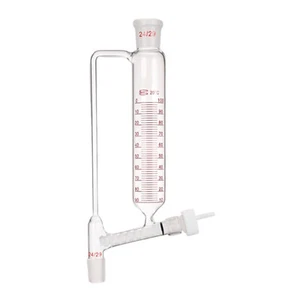 24/29 Glass Powder Addition Funnel W/Graduated & PTFE Valve Lab Glassware - Picture 1 of 4