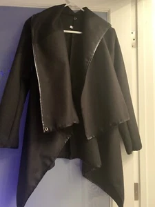 Women's Black Open-Front Traveler Wrap Tunic Coat Jacket Size XS  New - Picture 1 of 5
