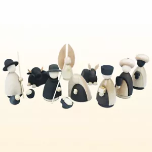 Erzgebirge Krippe Krippenfiguren modern 12-teilig anthrazit/natur max. 10cm hoch - Bild 1 von 1