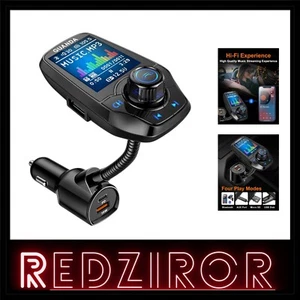 Upgraded Bluetooth FM Transmitter for Car, Wireless Radio Adapter Kit W 1.8" ... - Picture 1 of 9