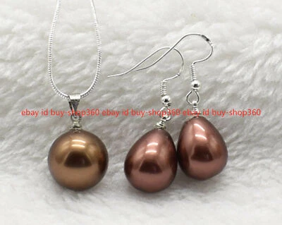 New 14mm 12x16mm Multicolor South Sea Shell Pearl Beads Necklace Earrings 18" - Image 1 of 4