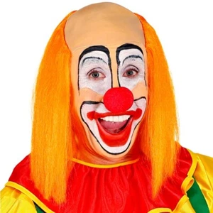 Clown Glatze mit Haarkranz und orangene langen Haaren - Erwachsenen Perücke #280 - Bild 1 von 1
