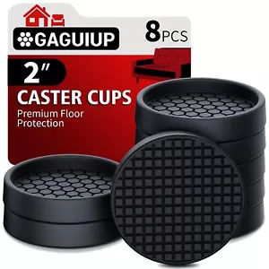 Non Slip Furniture Pads - 2" Anti Skid Caster Cups 8PCS Round Furniture Coast... - Picture 1 of 7