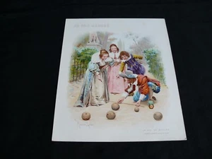 Chromo ancien Au Bon Marché signé Maurice Leloir costume louis XIII 22 x 18 cm - Imagen 1 de 2