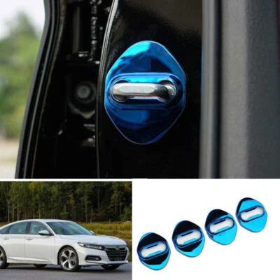 For Honda Accord 2018-2025 Blue Steel Car Door Lock Buckle Cover Rust Proof Trim Foto 1 de 4