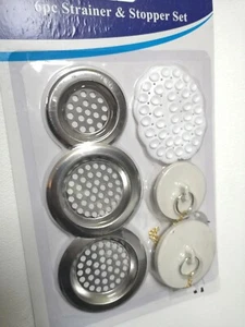 6pc SINK STRAINER PLUG Metal Silver KITCHEN WASTE DRAIN BASIN FILTER - Picture 1 of 1