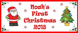 Babys erste Weihnachten personalisiert Landschaft Party Banner-Fügen Sie Ihre Nachricht - Bild 1 von 1