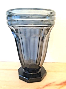 VSL - art deco - imposant vase en cristal gris sur pied noir - Castille - Picture 1 of 12