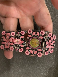HIGHEND*SELTEN*VINTAGE TRAUMHAFT WUNDERSCHÖNES ROSA FLORAL STATEMENT ARMBAND!! - Bild 1 von 8