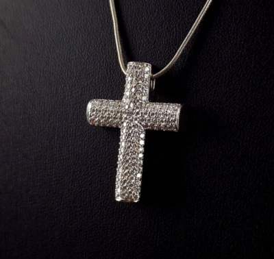 Anhänger Gold 585 Kreuz 1,5 ct Christ Wert 4000 Weißgold - massiv & zeitlos  - Bild 1 von 4