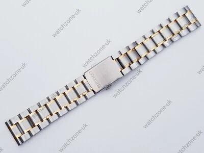 FOR SEIKO NUEVA CORREA DE RELOJ DE CABALLERO 20MM 2 TONOS ACERO/ORO CHAPADO EN ORO PARA SEIKO (SE-26)