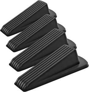 4 Pack Door Stopper , Large Rubber Door Stoppers Wedge with Multi Surface Design - Picture 1 of 12