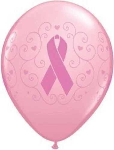 (10) Quantity Pink Breast Cancer Awareness Ribbon Latex 11" Balloons - Image 1 of 1